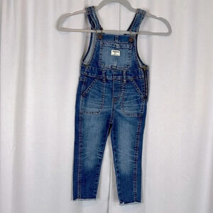 OshKosh Toddler‎ Size 4 Skinny Leg Frayed Hem Pockets Cotton Blend Jean Overall